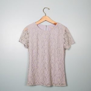 Banana Republic Grey Lace Short Sleeve Top